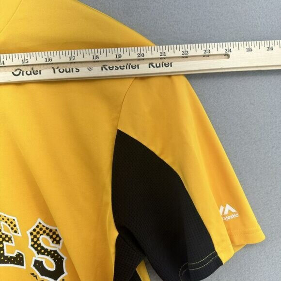 Majestic Cool Base Pittsburgh Pirates Yellow Baseball Jersey Bella Verdi Farms L - Picture 4 of 8